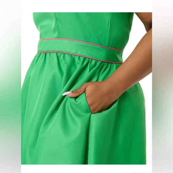 Unique Vintage Green and Pink Dress - Picture 6 of 12